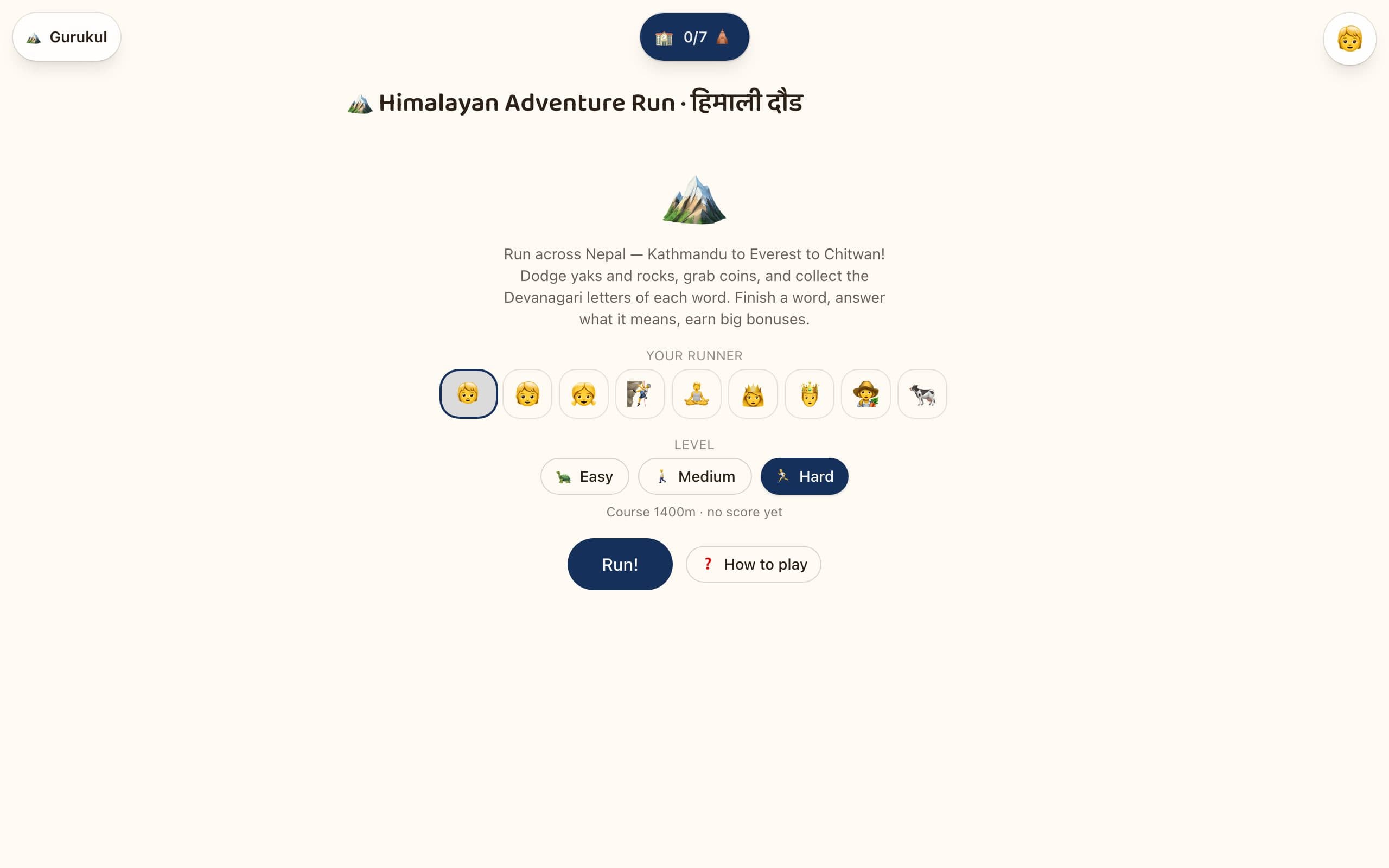 Himalayan Adventure Run — run across Nepal collecting Devanagari letters